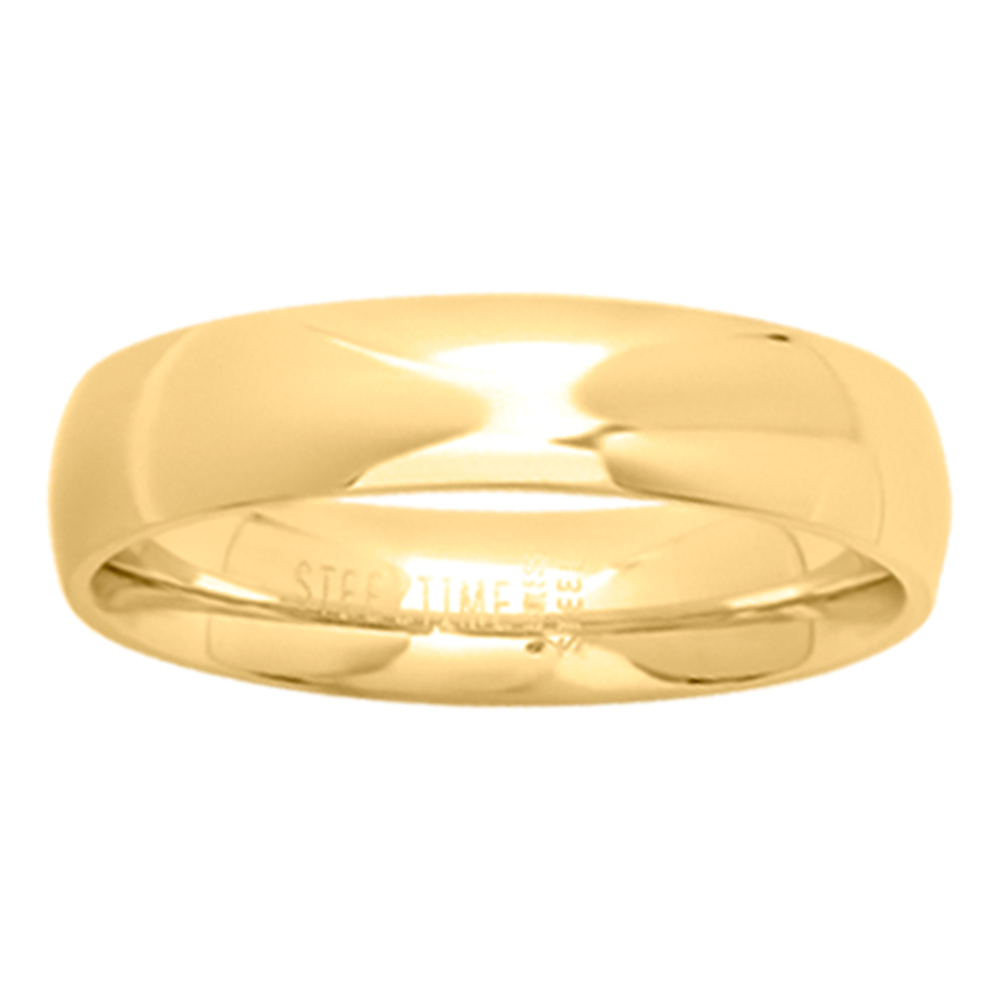 Yellow Stainless Steel Dome Plain Wedding Anniversary 6mm SZ-6 Comfort Band Ring